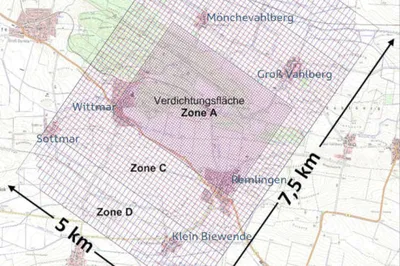 Das Untersuchungsgebiet ist rund 37,5 Quadratkilometer groß und umfasst die Orte Wittmar, Remlingen, Groß Vahlberg, Mönchevahlberg, Weferlingen, Klein Biewende sowie Teile von Dettum und Sottmar.