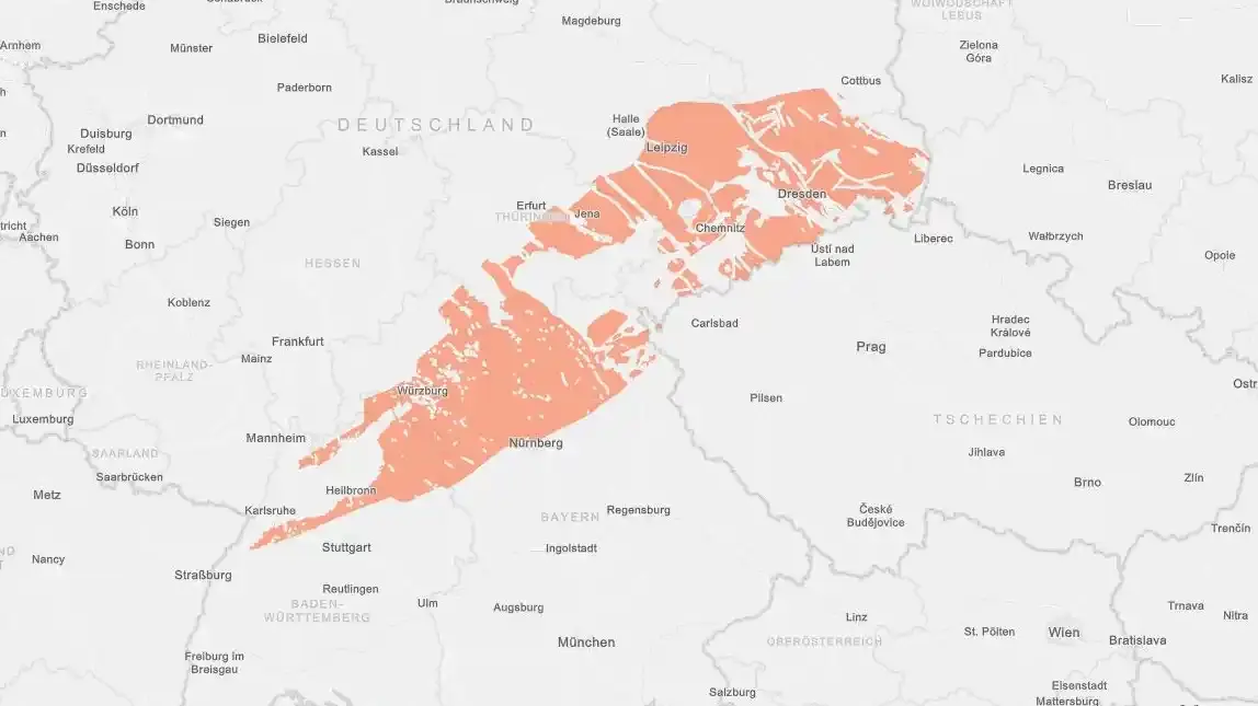 Orange markiert auf einer Karte: das Teilgebiet 009_00