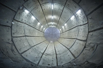 Blick in eine rundlich ausgebaute Strecke im Bergwek Konrad